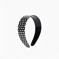 Joli bandeau large fait main à pois avec rayures noires et blanches, magnifique accessoire pour coiffures noires et blanches