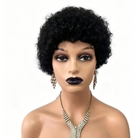 Perruque Lace Front Courte de 6 Pouces en Cheveux Indiens Naturels Noirs Remy, Sans Colle, Fabriquée à la Machine, Prête à Teindre et Décolorer