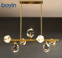 Lustre italien post-moderne, luxe minimaliste, long, pour restaurant, bar, salon, chambre à coucher, en cristal