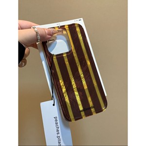 <span class=keywords><strong>Cover</strong></span> per Telefono con Grafica a Strisce Marroni e Gialle OEM di Fabbrica per 16 15 14 13 12 <span class=keywords><strong>11</strong></span> <span class=keywords><strong>Pro</strong></span> X XR XS 16E 17 Plus, Custodia Morbida Antiurto - Product Image 2