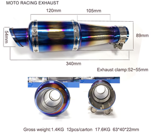 Tuyau d'échappement modifié pour moto, baril en forme spéciale, droit à travers Blast Street, tuyau d'échappement en acier inoxydable coloré - Product Image 5