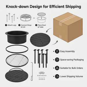 Barbecue <span class=keywords><strong>portable</strong></span> rond avec foyer, <span class=keywords><strong>table</strong></span> latérale, pour jardin, terrasse, bois et charbon <span class=keywords><strong>de</strong></span> bois - Product Image 5