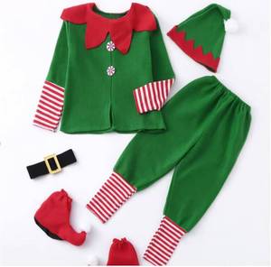 Costume de scène vert pour spectacle, tenue chaude de Noël pour toute la famille, déguisement de Père Noël, costume d'elfe pour le réveillon du Nouvel An - Product Image 3