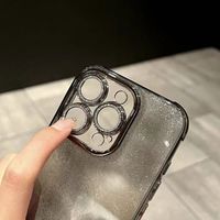 Nouveau Transparent Diamant Paillettes Lentille Film Bling Téléphone étui pour iphone 13 14 15 16 Pro Max Personnalisable avec Logo