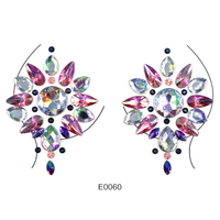 ELITES Bijoux de poitrine, autocollant de tatouage temporaire en strass pour la poitrine, pierres précieuses scintillantes pour le corps, autocollant de tatouage, décoration artistique corporelle