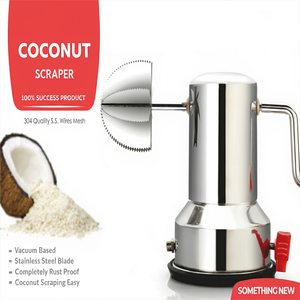 Grattoir à noix de coco Anax en acier inoxydable argenté, robuste, durable, résistant aux hautes températures, léger, anti-rouille, à aspiration - Product Image 1