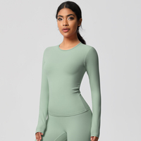 T-Shirt Crop Top à Manches Longues pour Femmes, 80 % Nylon 20 % Spandex, Haute Qualité, Doux, pour Usage Quotidien