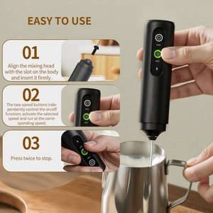 Portable 2 Speeds 2 Whisk Rechargeable Milk Frother Electric Whisk Electric Milk Frother Automatic Milk Frother - Product Image 5
