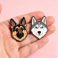 Badge en métal personnalisé en émail pour chien, motif tête de chien, mignon chiot, pour les amoureux des chiens, idéal pour chapeaux, sacs à dos et artisanat métallique