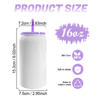 Gobelet isotherme vierge pour sublimation 16oz, en acier inoxydable SS304 à double paroi, bouteille d'eau sous vide