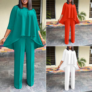 Conjunto de Dos Piezas de Último Diseño, Ropa de Mujer, Elegante <span class=keywords><strong>Top</strong></span> de Manga Larga y Pantalones Anchos, Conjunto de Dos Piezas para Mujer - Product Image 2