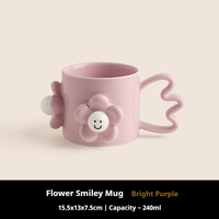 BHM Tasse en céramique mignonne style Instagram |   Capacité de 240 ml |   Couleurs violette vif/jaune |   Lave-vaisselle et micro-ondes compatibles |   Tasse
