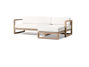 Sofá en forma de L de teca de madera maciza de primera calidad, muebles de jardín modernos para espacios pequeños, sofá duradero para exteriores resistente a la intemperie - Product Image 3