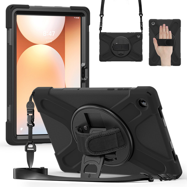 Shockproof Heavy Duty Tablet Case with Hand Strap Shoulder Strap Hybrid Rugged Cover for Samsung Tab A11 8.7 Inch Kids School