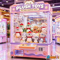 Peluche pingouin de 8 pouces, figurine de dessin animé mignonne, pour machine à griffes, vente en gros avec option d'étiquette personnalisée