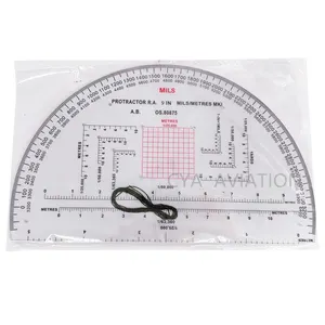 9 inch Semi Circle Map Protractor wholesale MILS professional rigid plastic map reading protractor