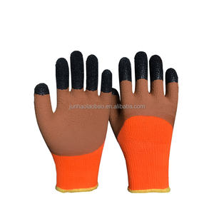 Gants de travail chauds d'hiver antidérapants réutilisables à long manchette imperméables en laine orange en éponge en mousse de latex Gants de sécurité pour la construction - Product Image 4
