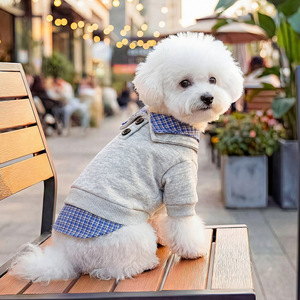 Sudadera de Estilo Preppy con Cuello a Cuadros Azul de Dos Piezas, Cómoda, para Perros Pequeños, Cachorros y Gatos, de Primavera y Otoño, de PETCIRCLE - Product Image 2