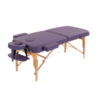 Table de massage pliante portable, lit de spa en cuir PU violet, 185x71cm, éponge épaisse de 7cm, capacité de charge de 260kg, cadre en bois pour salon de beauté