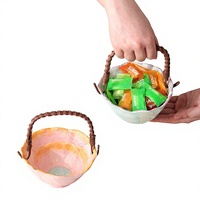 Corbeille à fleurs et fruits moderne minimaliste peinte à haute température avec poignée, plateau créatif pour collations et fruits secs, rangement pour la maison et le bureau