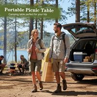 Boîte en bois pliable de style bohème, artisanat en bois, table de pique-nique portable en bois avec pieds réglables, adaptée au camping
