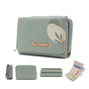 PRETTYZYS New Arrival Mini Letter Pattern Assorted Purse Solid Color Zipper PU Leather Women's Small Wallet