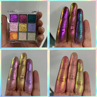 Palette d'ombres à paupières personnalisée Acly 9 couleurs duochrome multichrome, haute pigmentation, couleurs brillantes et chatoyantes