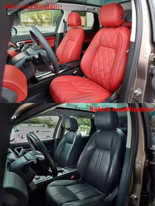 Funda de asiento de coche de repuesto completo de cuero marrón personalizado DOS para Land Rover Defender <span class=keywords><strong>2021</strong></span> - Product Image 2