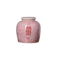 Jingdezhen Art déco bleu blanc mot heureux Vase porcelaine encre de Chine ornements en céramique pour la décoration intérieure mariage bureau fleur