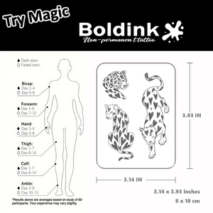Tatuaje Temporal de Tinta Jagua de Larga Duración (2 Semanas), Resistente al Agua, con Diseño Realista de Corazón de <span class=keywords><strong>Leopardo</strong></span>, Personalizado por Boldink - Product Image 4
