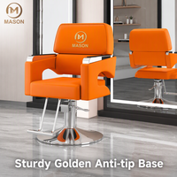 Fauteuil de Barbier Moderne Réglable en Hauteur, Hydraulique et Inclinable, en Cuir PU, Base Métallique, Éponge Haute Densité, Rotation 360°, Qualité Premium Mason