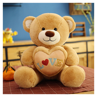 Grand ours en peluche géant avec cœur, animaux en peluche, jouets en peluche personnalisés, ours en peluche rose, jouets en peluche, cadeau pour la Saint-Valentin