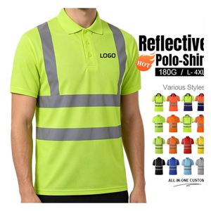 Custom logo High Visibility Workwear Construction Worker Uniform Quick Dry Breathable Fabric Reflective Safety Work <b>Polo</b> Shirt - Product Image 1
