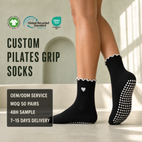 Chaussettes de Pilates personnalisées pas chères pour femmes, en mélange de coton respirant, antidérapantes, pour le yoga, la barre, la danse et le fitness