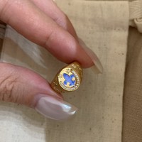 Bague OEM personnalisée en laiton vintage avec zircon et incrustation de fleurs plaquée or 18 carats, texture 3D, pour femme, élégante et unique, cadeau bijou