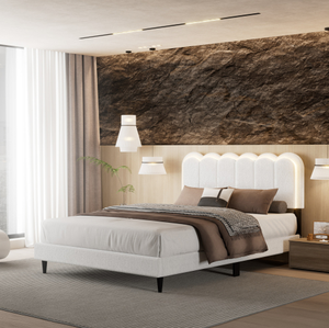 Luxury Modern Minimalist <b>Bed</b> Set <b>Single</b> Double Sizes Upholstered Soft Velvet Leather Fabric <b>Storage</b> for Home Hotel Bedroom - Product Image 1