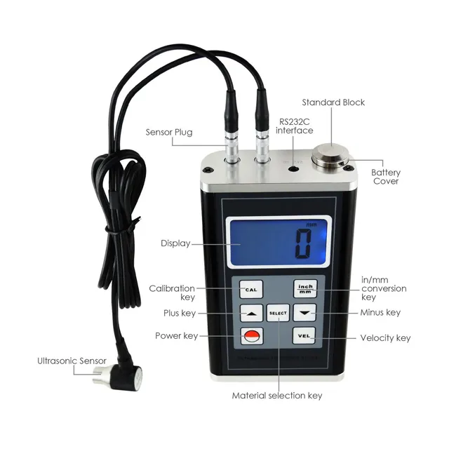 T-Measurement TM-8818 جهاز قياس السماكة بالموجات فوق الصوتية المحمول باليد جهاز اختبار السماكة جهاز قياس سُمك الطلاء