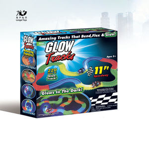 Kit de bricolage pour enfants Longxi, jouet véhicule, pistes lumineuses, circuit de voitures, <span class=keywords><strong>course</strong></span> de voitures lumineuses dans le noir, <span class=keywords><strong>jouets</strong></span> éducatifs, 220 pièces, <span class=keywords><strong>course</strong></span> pop 1:64 - Product Image 3