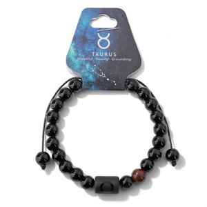 Bracelet Signe Astrologique 12 Zodiaques en Obsidienne Noire Naturelle, Perles Élastiques Ajustables pour Hommes et Femmes, Bracelet de Couple, Cadeau d'Anniversaire - Product Image 1