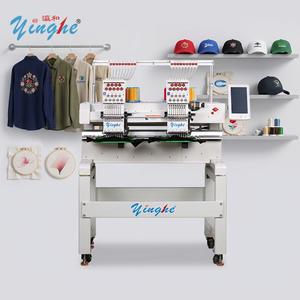 เครื่องปักหมวกแบบแบน 1200 รอบต่อนาที ยี่ห้อ Yinghe 2 หัว คอมพิวเตอร์ควบคุม เครื่องปักหมวกและงานปักแบบแบน พื้นที่ปัก 400x500 มม. กำลังไฟ 1500 วัตต์ สำหรับงานตัดเย็บเสื้อผ้า - Product Image 1