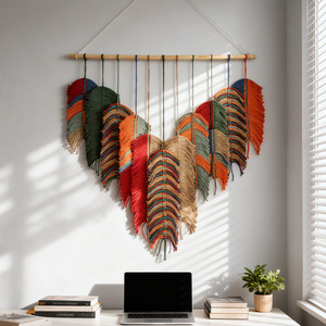 <span class=keywords><strong>Tapiz</strong></span> de Pared de Macramé con Diseño de Corazón Estilo Marroquí, <span class=keywords><strong>Tapiz</strong></span> Bohemio Colorido con Borlas para Cafeterías, Restaurantes, Regalos - Product Image 3