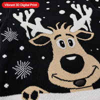 Pull de Noël en tricot jacquard 3D motif renne, unisexe, confortable, pour les fêtes d'hiver, service personnalisé direct usine