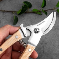 Sécateur de jardin en acier inoxydable avec manche en bois pour la taille des arbres fruitiers, des bonsaïs, la coupe des branches et la greffure