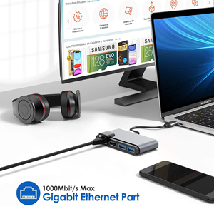 Loại C Để USB3.0 * 2 + HDMI + RJ 45 + Âm Thanh + USB-C Chuyển Đổi PD 6 Cổng Adapter 6-Trong-1 USB 3.0 C Hub Docking Station - Product Image 5