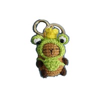 Porte-clés pendentif en laine crochetée, motif Capybara de dessin animé, fait main, breloque artisanale