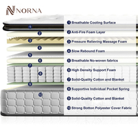 Matelas d'Hôtel 5 Étoiles 12 Pouces, Matelas Orthopédique Hypoallergénique à Ressorts Ensachés Individuels avec Surmatelas Intégré