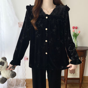 Winter Velvet Pajama <strong>Piyama</strong> <strong>Pyjamas</strong> Sets Long Night Suit Baju Tidur Pijamas Mujer Women's Sleepwear - Product Image 4