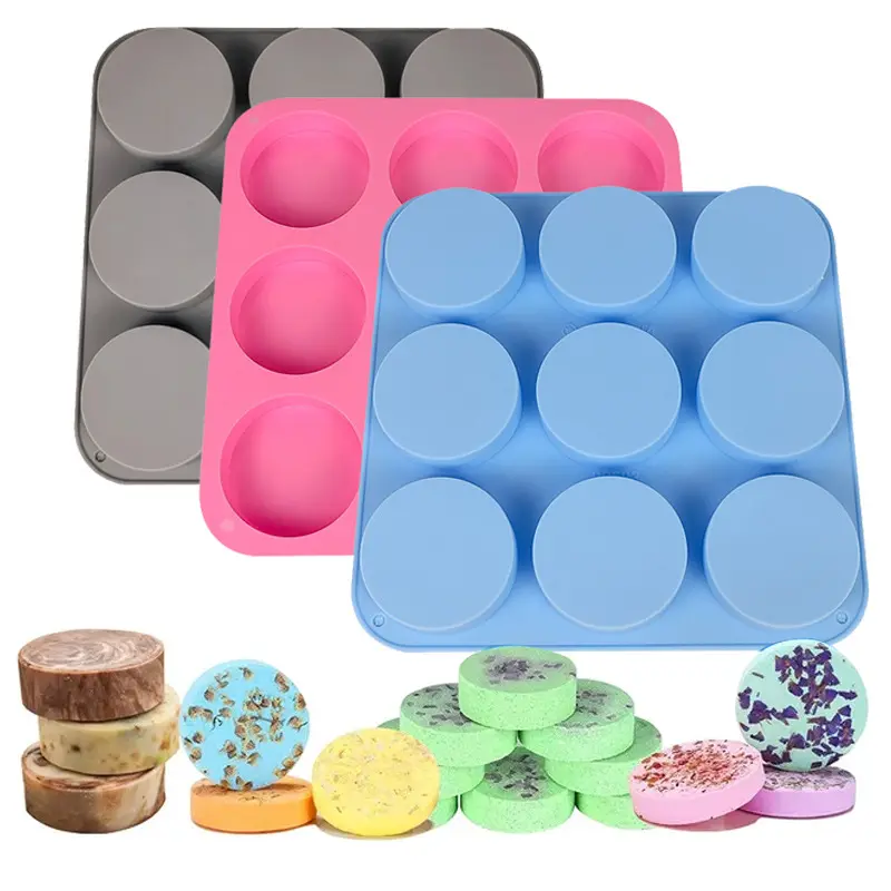 9-khoang lớn cichocolate moldcone khuôn Coaster khuôn tròn S khuôn tùy chỉnh logo Silicone xà phòng khuôn xi lanh bánh công cụ linh hoạt