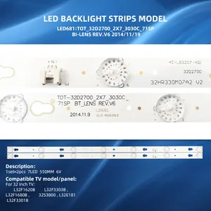 Side Emitting LED Strip TOT_32D2700_2X7_3030C_71SP BI-LENS REV.V6 Light LED TV Backlight For 32 Inch L32F1620B L32F3303B 32F