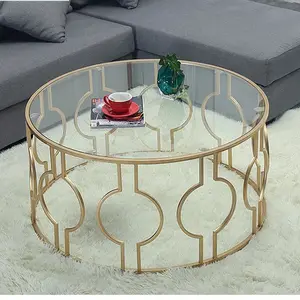 Nordic wrought iron gold metal turkey contemporary glass luxury mirrored dining table coffee table